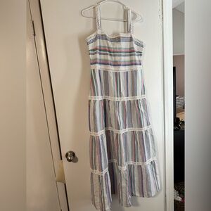 J. McLaughlin White Multicolor Striped Maxi Dress